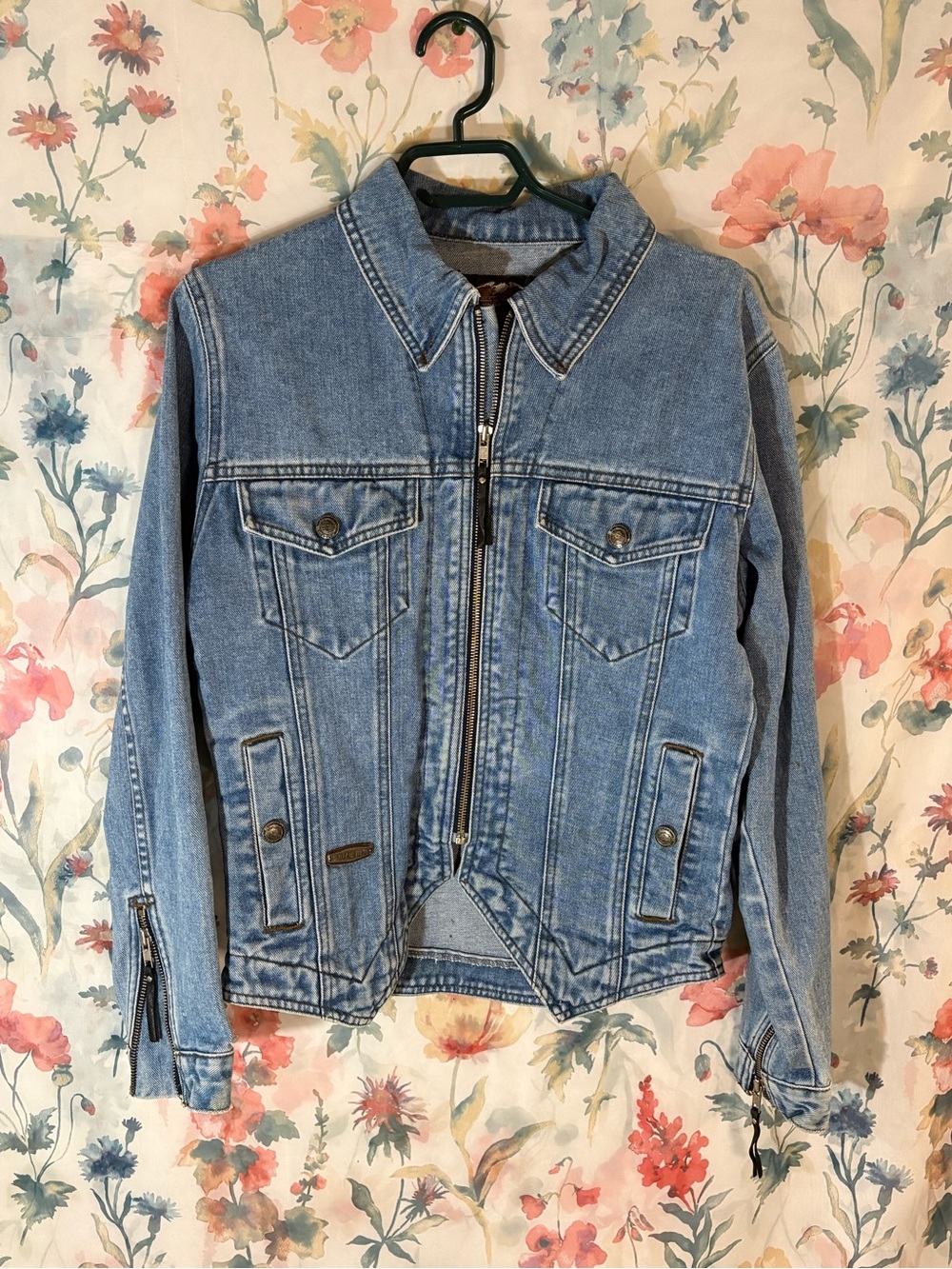 Vintage Harley-Davidson Light Blue Denim Zip Jacket